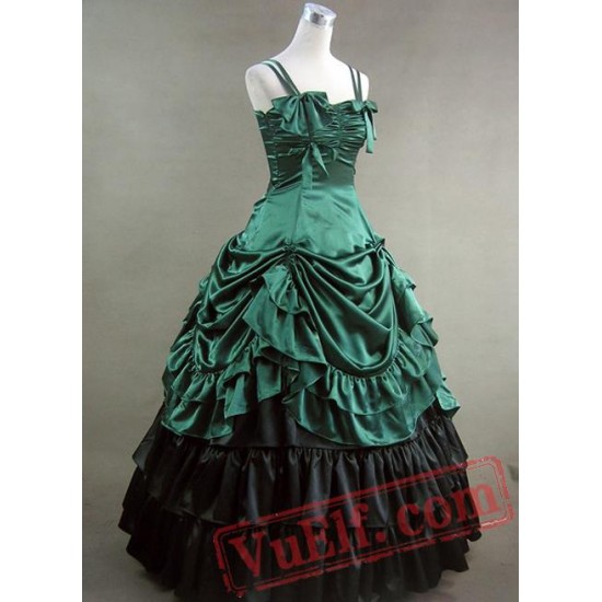 Green Satin Gothic Victorian Dress