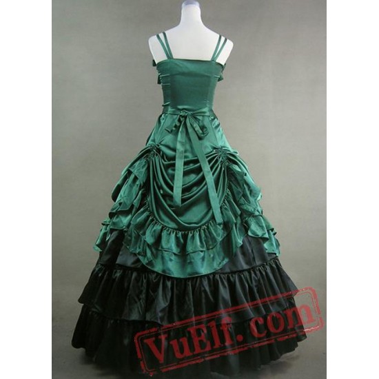 Green Satin Gothic Victorian Dress