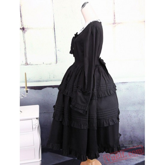 Black Cotton Gothic Lolita Dress