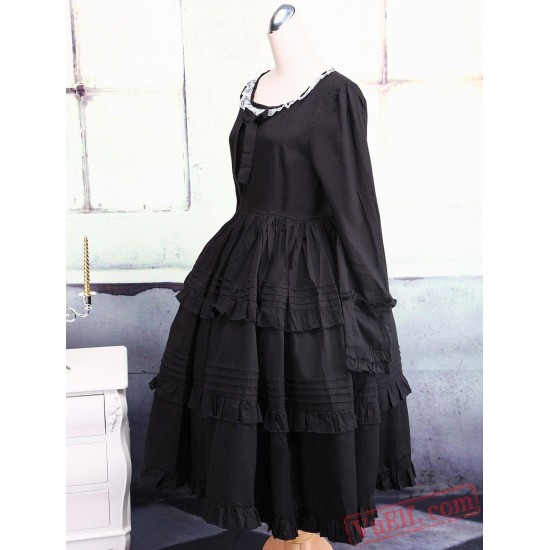 Black Cotton Gothic Lolita Dress