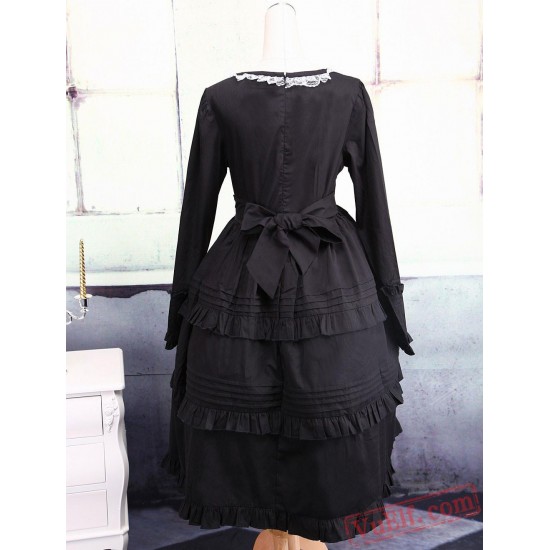 Black Cotton Gothic Lolita Dress