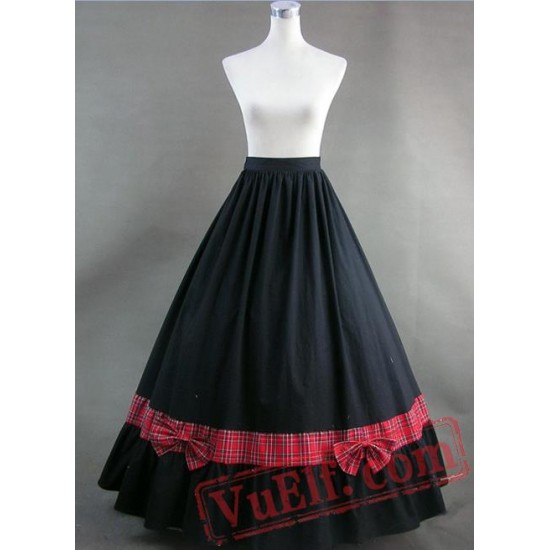 Red Plaid Long Sleeves Noble Victorian Dress