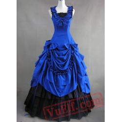 Jewelry Blue and Black Gothic Cotton Victorian Dress