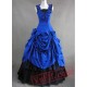 Jewelry Blue and Black Gothic Cotton Victorian Dress