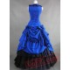 Jewelry Blue and Black Gothic Cotton Victorian Dress