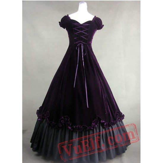 Purple Cotton Gothic Victorian Dress