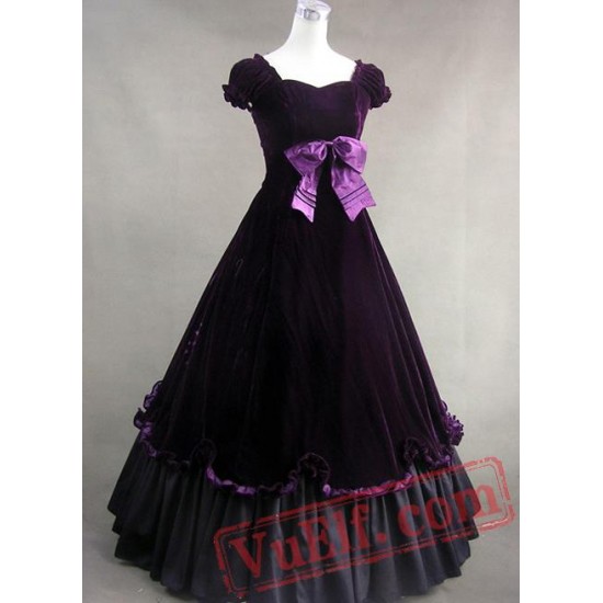 Purple Cotton Gothic Victorian Dress