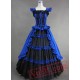 Royal Blue and Black Elegant Gothic Victorian Dress