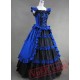 Royal Blue and Black Elegant Gothic Victorian Dress