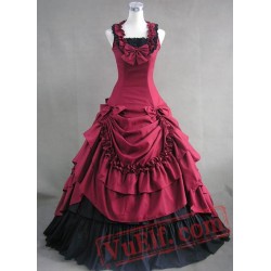 Red and Black Cotton Victorian Dress