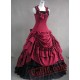 Red and Black Cotton Victorian Dress