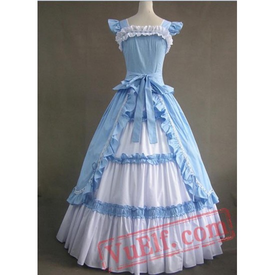 Light Blue Sleeveless Long Gothic Victorian Gown