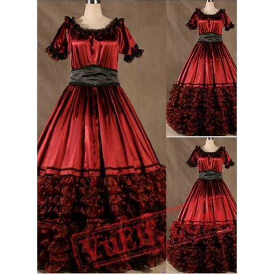 Super Noble Red Gothic Victorian Dress