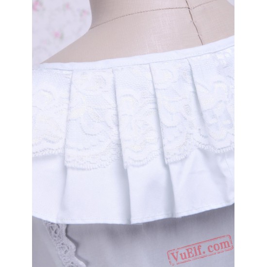 White Ruffle Lace Cotton Gothic Lolita Dress