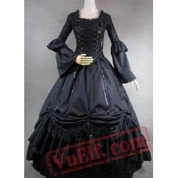 Long Sleeves Ball Gown Black Gothic Victorian Dress