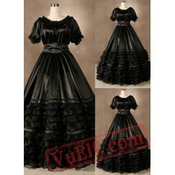 Superb Pure Black Gothic Victorian Dress