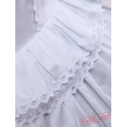 White Ruffle Lace Cotton Gothic Lolita Dress