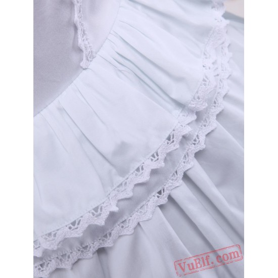 White Ruffle Lace Cotton Gothic Lolita Dress