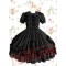 Black Short Sleeves Bows Cotton Gothic Lolita Dress