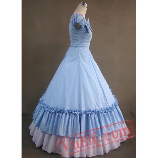 Sky Blue and White Victorian Style Dress