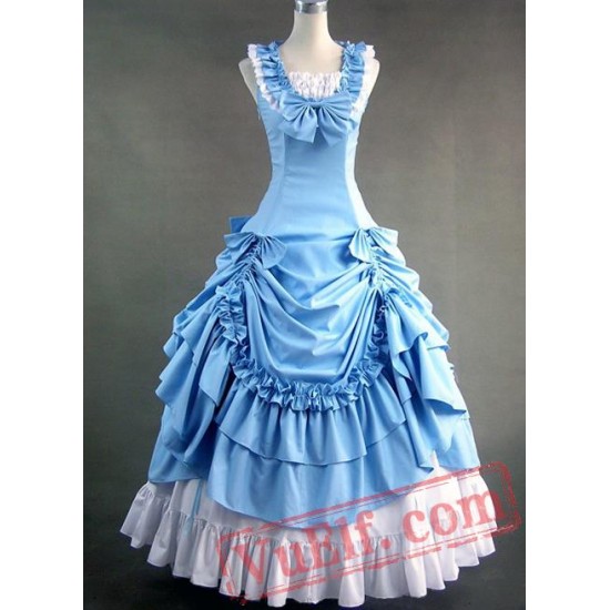 Sky Blue Sleeveless Victorian Prom Dress