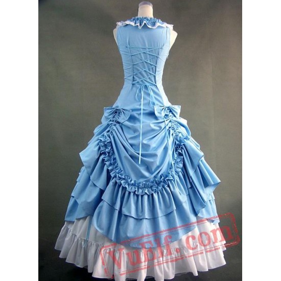 Sky Blue Sleeveless Victorian Prom Dress