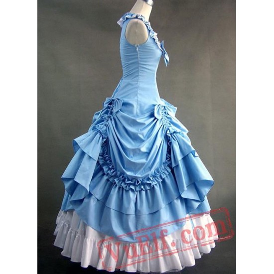 Sky Blue Sleeveless Victorian Prom Dress