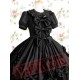 Black Short Sleeves Bows Cotton Gothic Lolita Dress