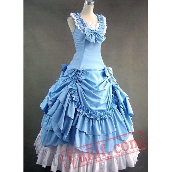 Sky Blue Sleeveless Victorian Prom Dress