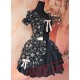 Black Printed Flowers Lolita One Piece Dress