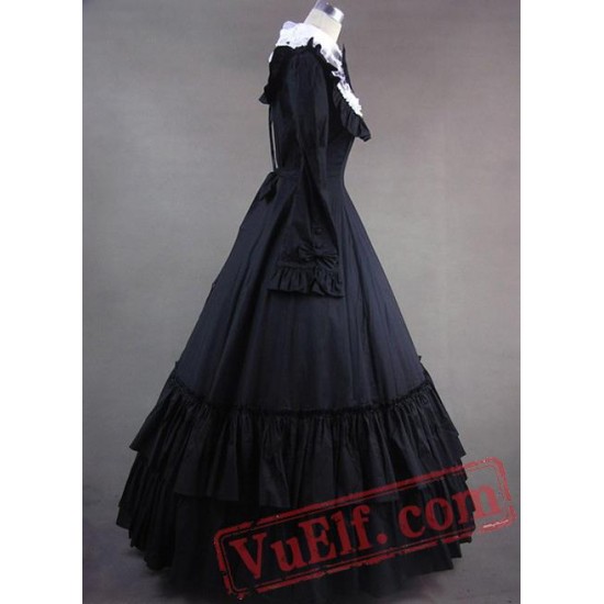 Vintage Victorian Gothic Dress With Long Sleeves