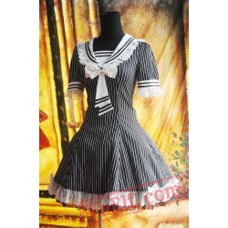 Black White Strips Sailor Lolita Dress