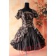 Dark Brown Printed Flowers Lolita One Piece Dress