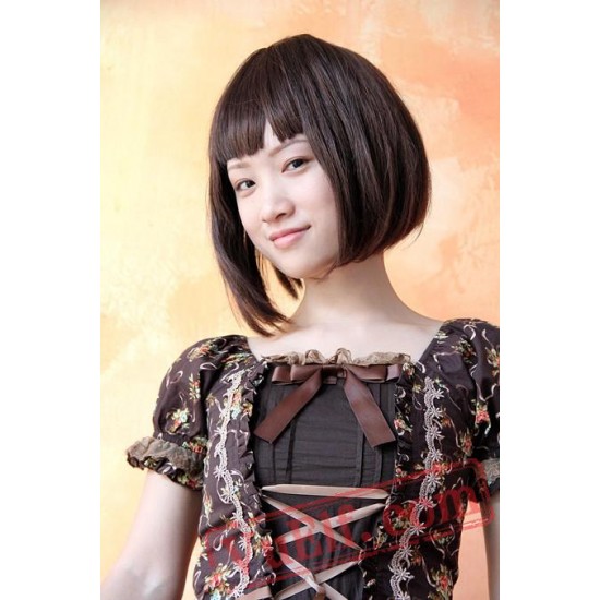 Dark Brown Printed Flowers Lolita One Piece Dress