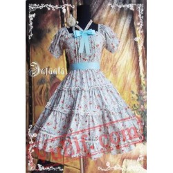 Blue Flowers Bow Lolita OP Dress