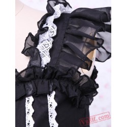 Black Sleeveless Bandage Lace Cotton Gothic Lolita Dress