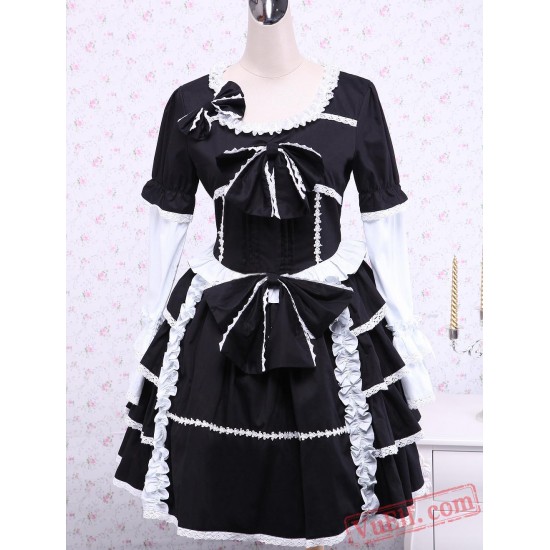 Black Cotton Gothic Lolita Dress