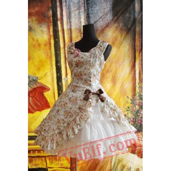 Brown Bold Flowers Lolita Dress JSK