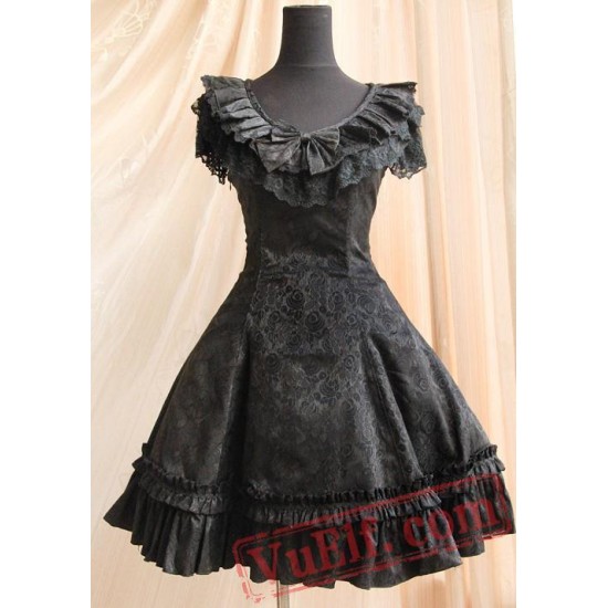 Black Gothic Style Lolita One Piece Dress from Infanta