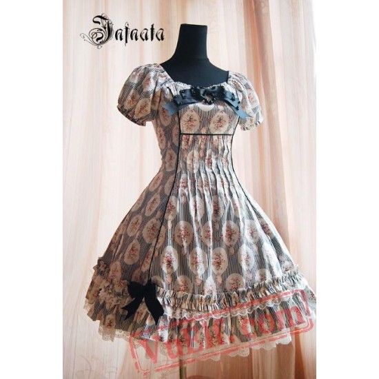 Green Circle Flowers Lolita Short Sleeves Dress