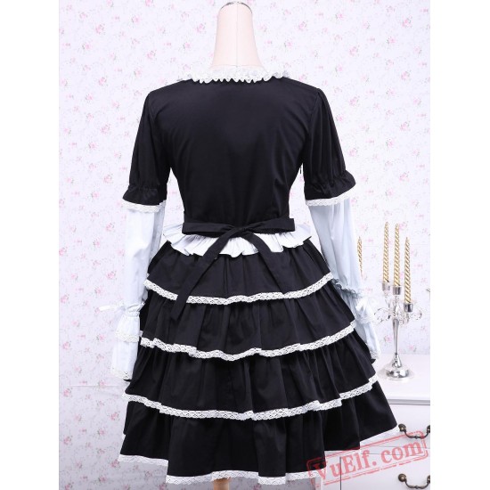 Black Cotton Gothic Lolita Dress