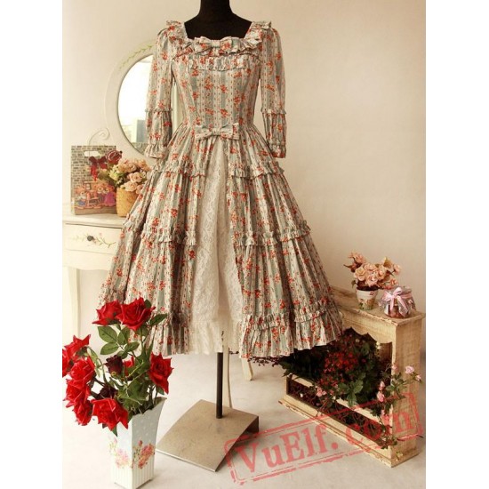 Half Sleeves Long Cotton Lolita Dress