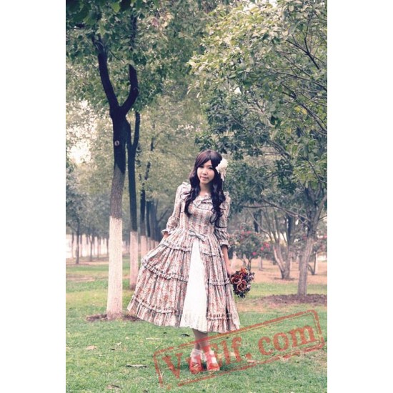 Half Sleeves Long Cotton Lolita Dress