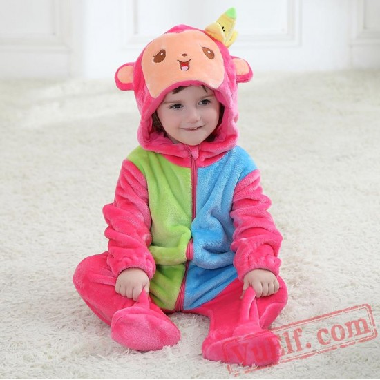 Baby Rainbow Monkey Kigurumi Onesie Costume