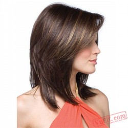 Mid-Length Brown Straight Wigs for Women