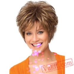 Short Puffy Blonde Curly Wigs for Women