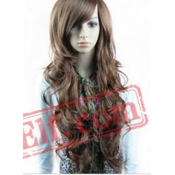 Long Curly Puffy Brown Wigs for Women