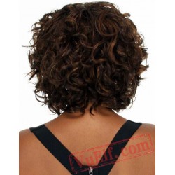 Brown Puffy Short Curly Wigs for Women