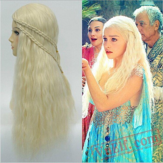 Daenerys Targaryen Light Gold Long Braided Wigs for Women