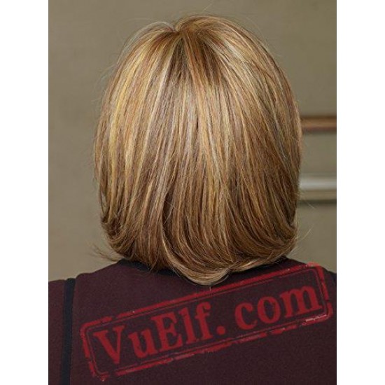 Mid Length Puffy Brown Blonde Wigs for Women